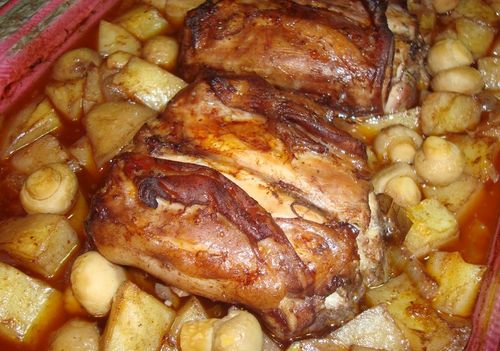 Receitas de Carne Assada - Coelho assado no forno com batatas